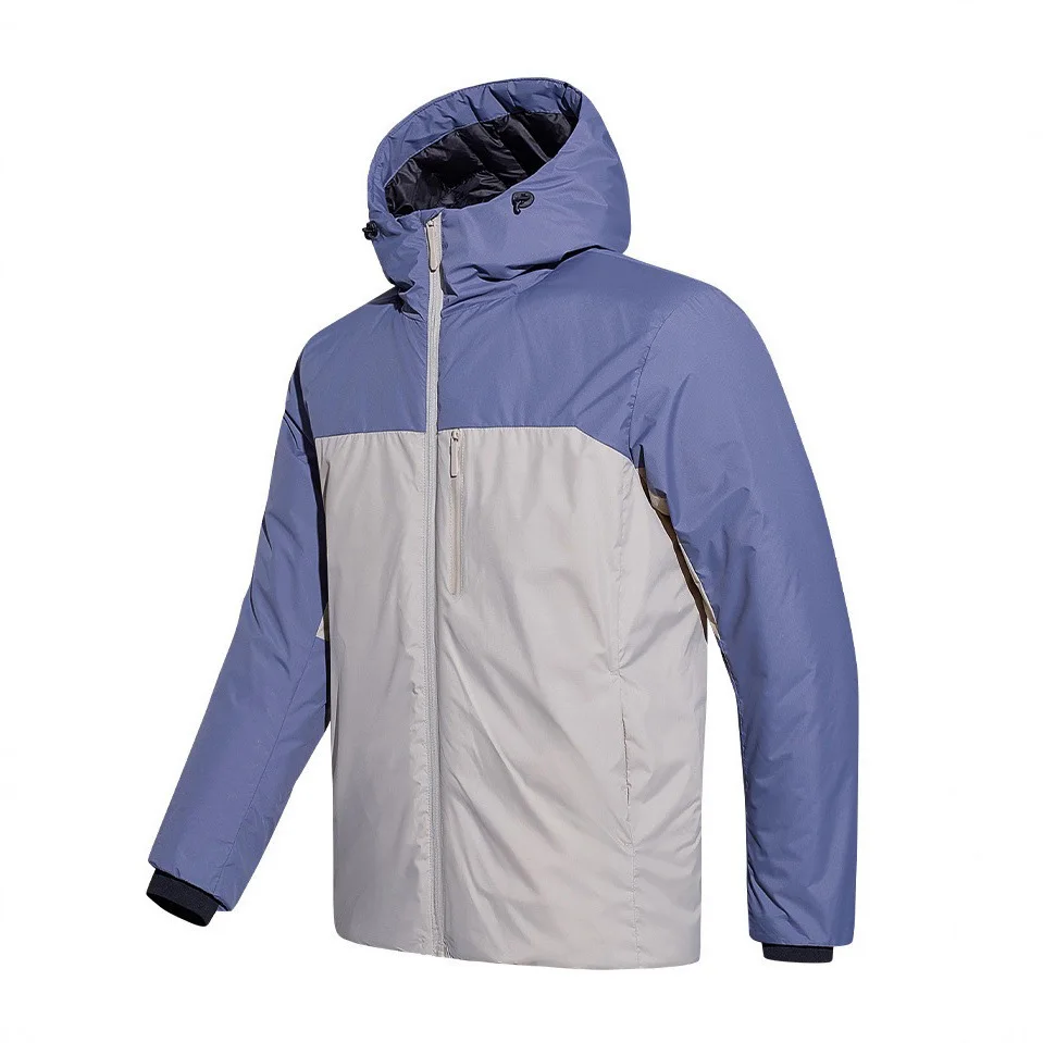 

Autumn Man Jacket Contrast Color Patchwork Male Outerwear Long Sleeve Zipper Windproof Outdoor Sport Men Hooded Coat