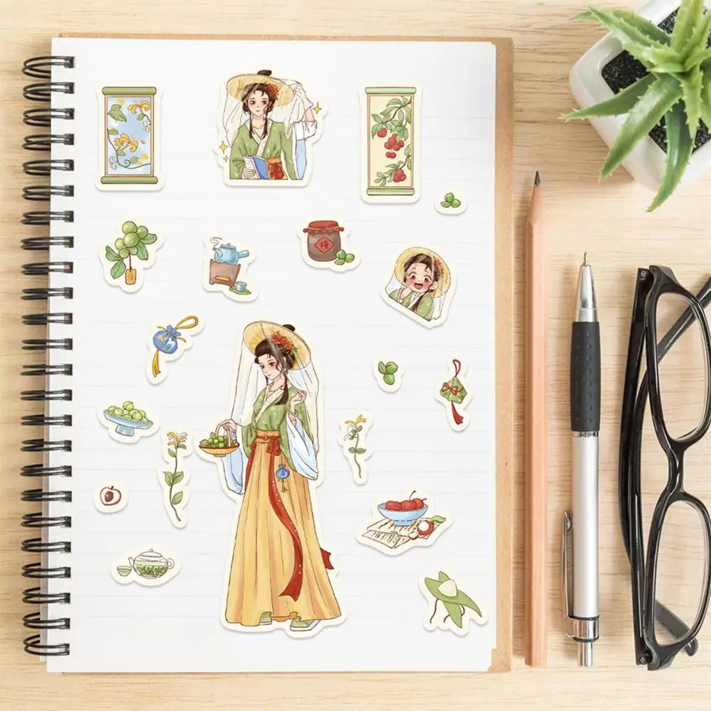 Diy Girls Sticker Traditional Chinese Clothing Hanfu Girls Sticker Kit Waterproof Pvc Diy Decal Set for Phone Cover Laptop