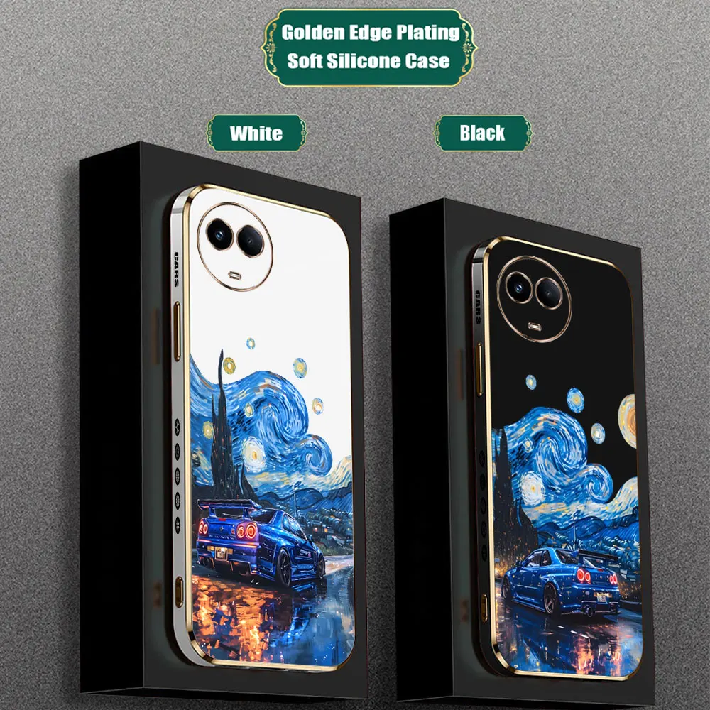 

JDM Sports Cars Van Gogh Starry Night Smooth E-TPU Case FOR REALME GT 7 8 8I 9 9I 10 11 12 PRO C21Y C33 C35 C53 C55 C63 C65 Case