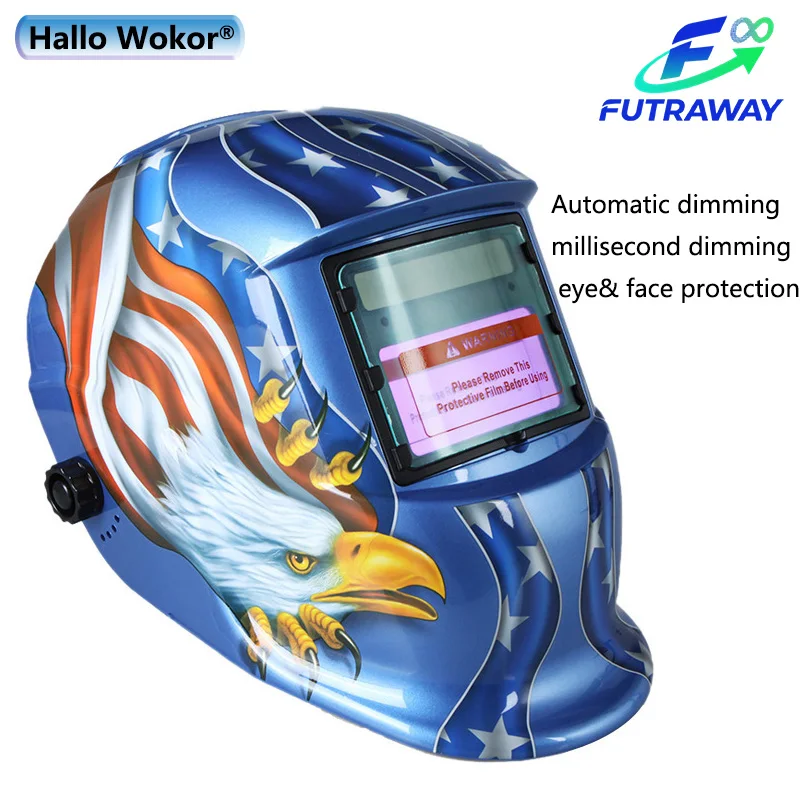 Solar Automatic Dimming Welding Protective Mask Head-Mounted Argon Arc Welding LCD Welder Mask Helmet with Face Eye Protection