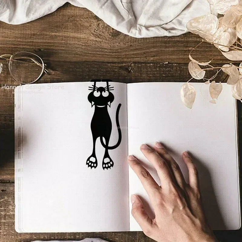 1PC Stereo Cartoon Black Cat Bookmark Novelty Animal PVC Bookmark for Gifts Wacky Kids Bookmarks Stationery Book Clip