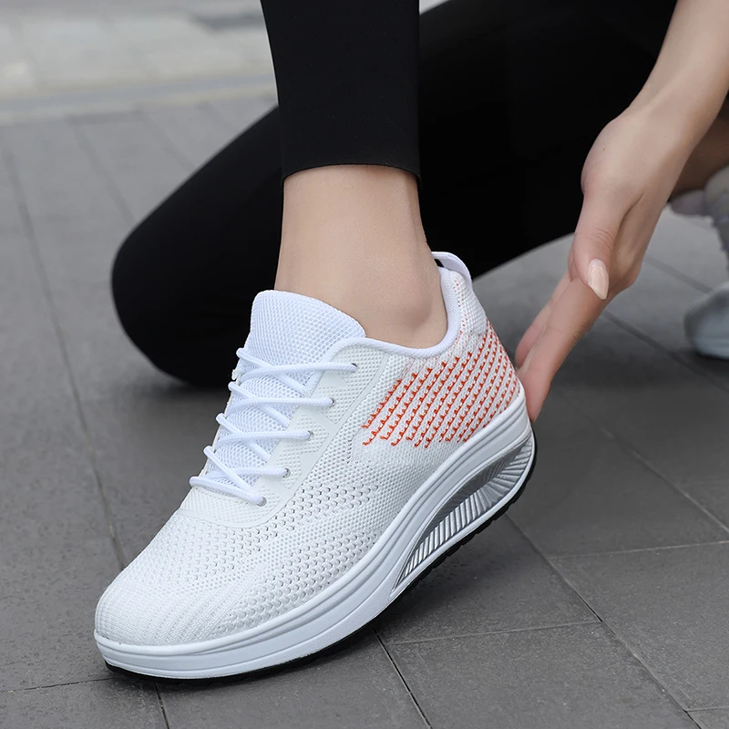 Women's Breathable Rocker Sole Walking Shoes | Comfortable Mesh Casual Sneakers for Students, Lightweight Daily Trainers
