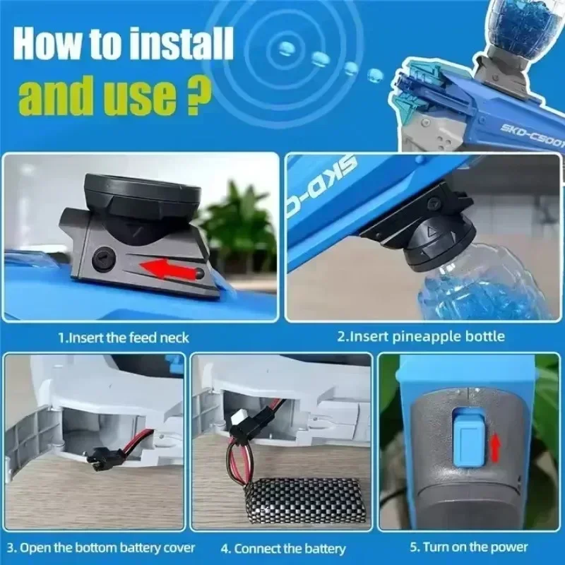 ไฟฟ้า Luminous GEL Ball Gun น้ํา Bullet Splatter Ball Gun LED Night Light ของเล่นยิงกลางแจ้ง