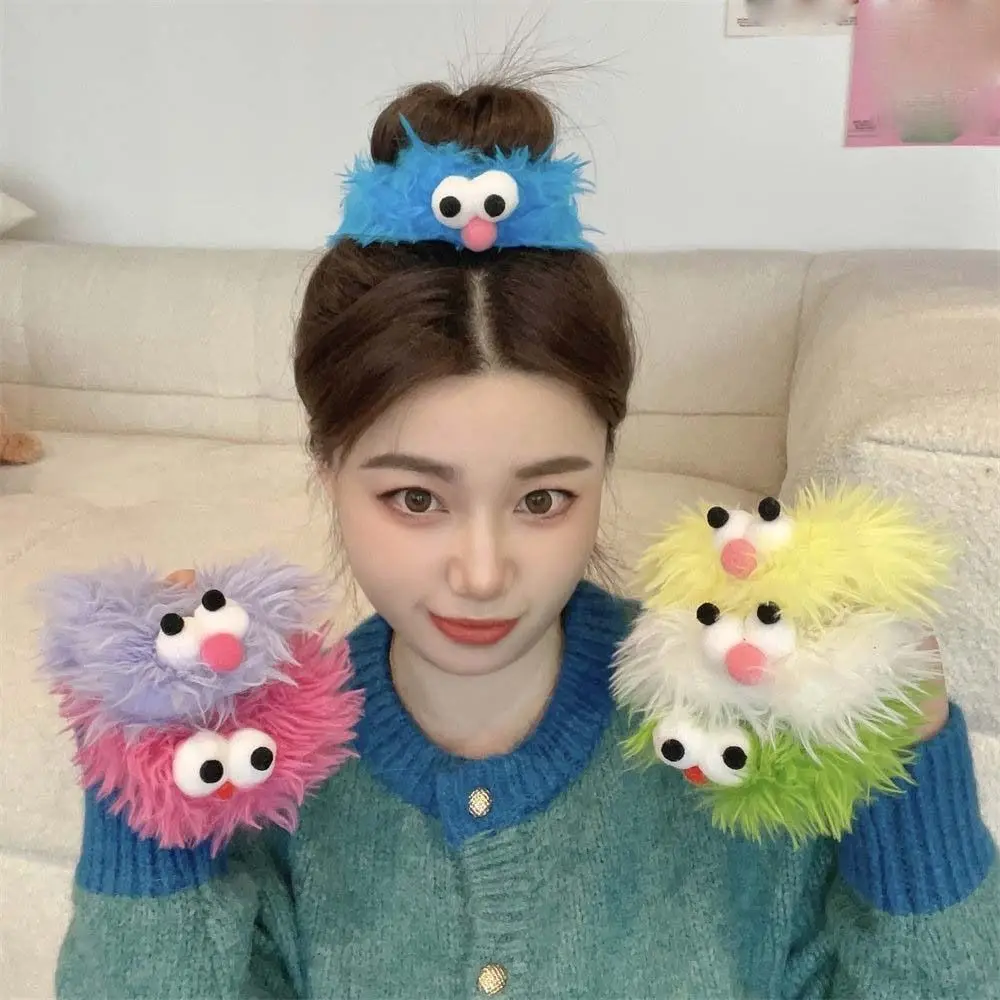 Korean Cartoon Doll Hair Rope Plush Scrunchies Children Ugly Doll Rubber Hair Bands Ponytail Holder