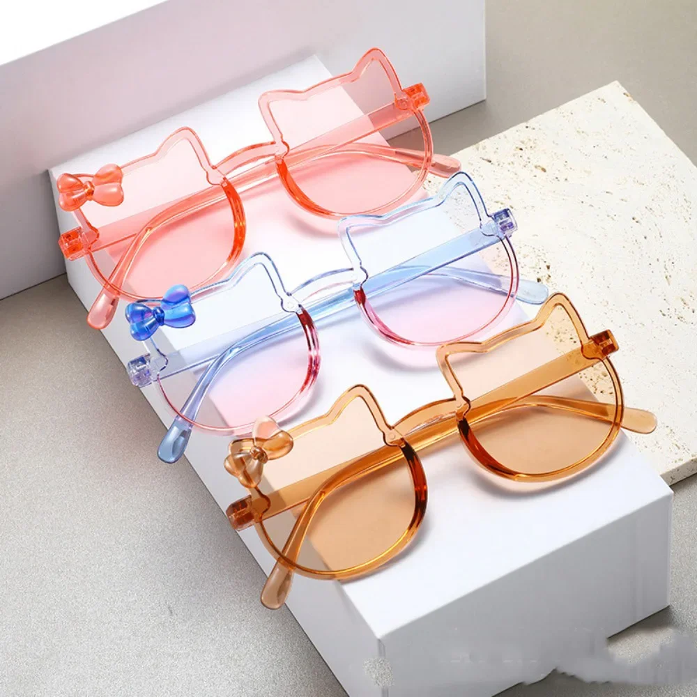 Sanrio Hello Kitty Kids Sunglasses Girl Boy Shiny Bowknot Sun Glasses Lovely Children EyewearFashion Gradient Eyeglasses Gifts