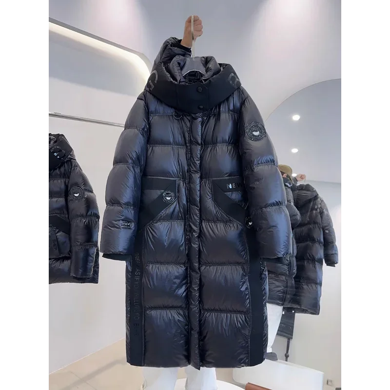 Women's Winter Down Jacket Hooded White Duck Down Coat Glossy Warm Thickened Long Short Puffer Jacket Windproof New in Coats