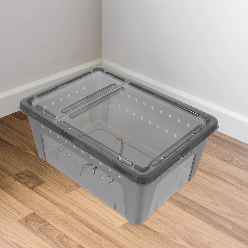 

2pcs Spider Box Reptile Feeding Container Breathable Durable Plastic Small Animal Habitat For Geckos Tarantulas Mantis Enclosure