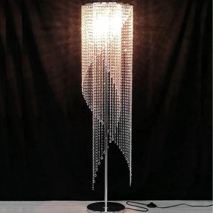 

Nordic Corner Designer Crystal Floor Standing Lamp Modern Home Decor Curtain Shaped Living Room Luxury Floor Lamp
