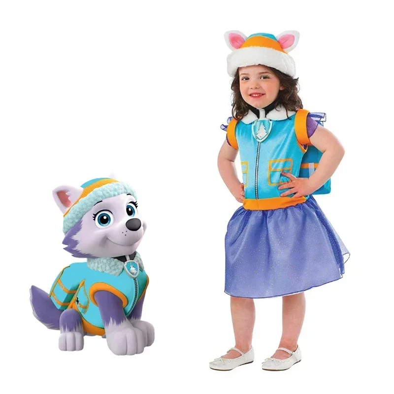 Paw Patrol Girls Cosplay Clothes Anime Figure Everest Role-Playing Clothes Carnival Dresses Hat Schoolbag Set Halloween Costumes