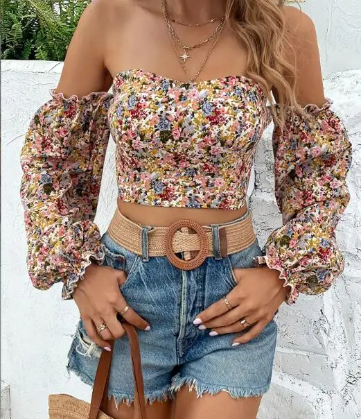 summer women long sleeve top shirt