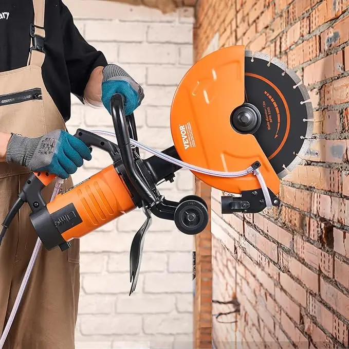 電動コンクリートソー、12インチ、1800Wモーター搭載丸鋸カッター（最大） 4.5インチ調整可能切削深さ、湿式ディスクソーカッター