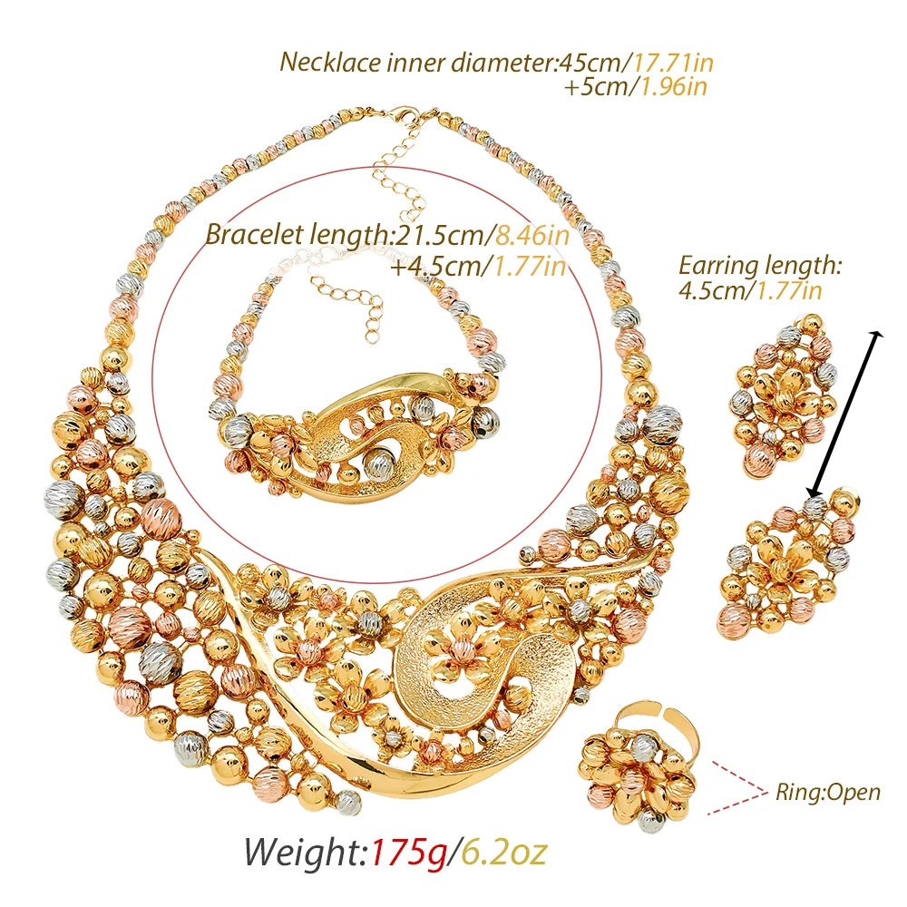 GZJPEI 2026 New Luxury Jewelry Set For Women Tri-color Flower Design Hand-carved Jewelry Great Gift Choice For Mom Wife Friends