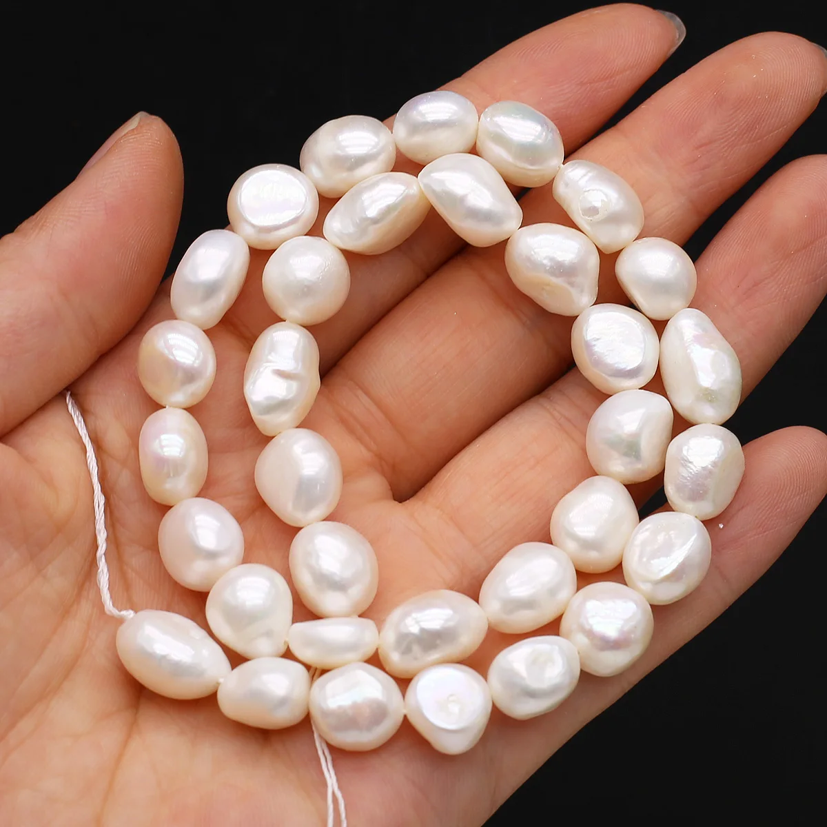 

White Irregular Natural Freshwater Pearl 9-10mm Loose Spacing Beaded Jewelry Making Necklace Earrings High Quality