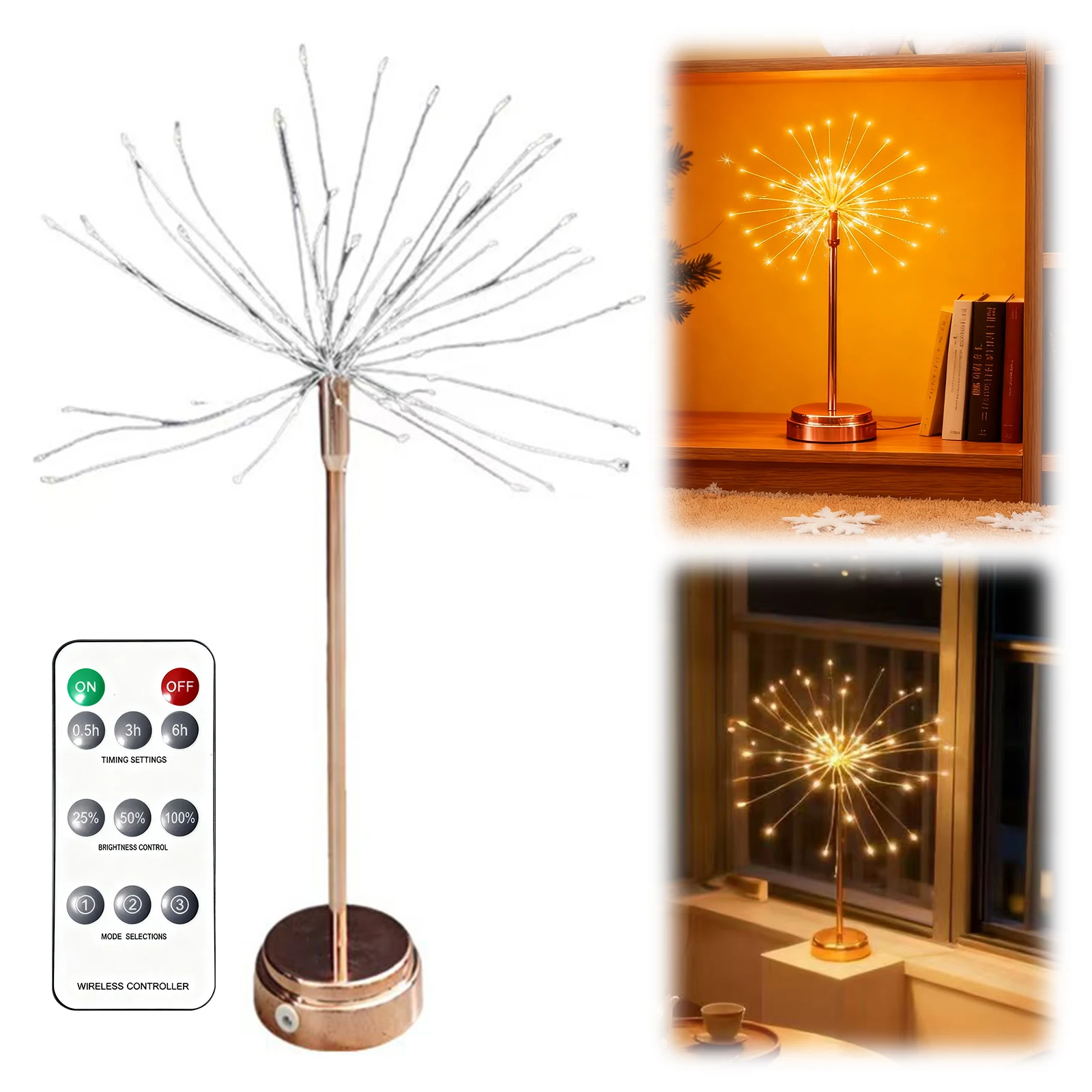 Mini Table Starburst Light Battery Operated Christmas LED Firework Light Mini Table Firework Light for Christmas Decor
