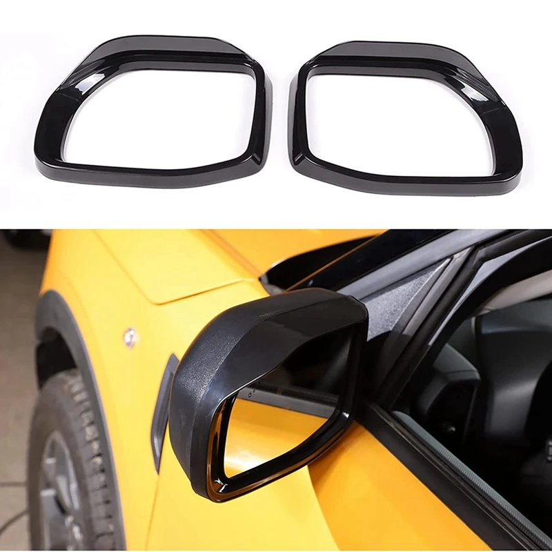 Side Rearview Mirror Rain Eyebrow Frame Trim Accessories For Ford Maverick 2022 (Black)