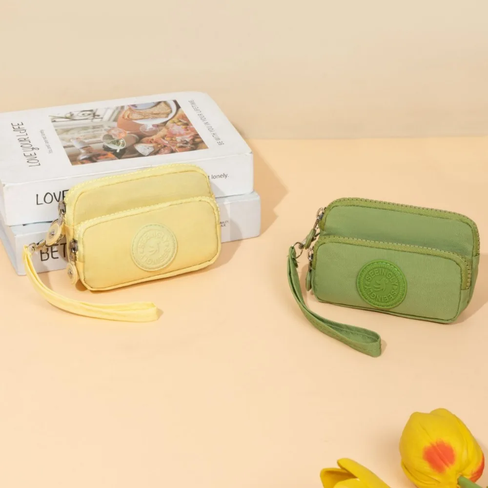 

Portable Waterproof Coin Purse Solid Color with Key Ring Keychain Wallet Wear-resistant Large Capacity Card Holder Coin Bags