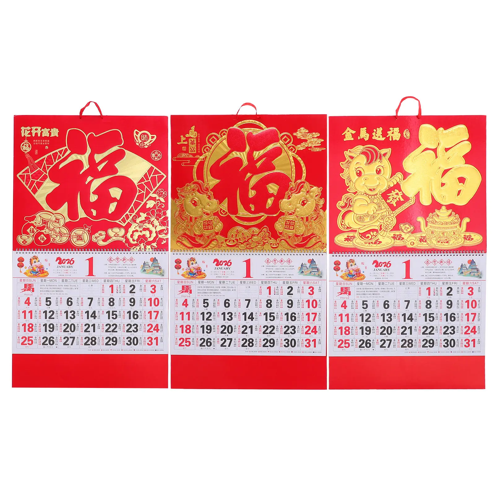 3pcs-hanging-wall-calendar-chinese-lunar-calendar-2026-horse-year-matte-gold-foil-large-print-planner-home-office