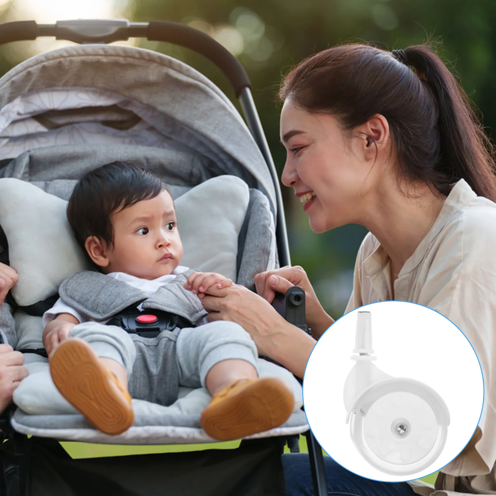 Ruote di ricambio per passeggino da 4 pezzi Ruote resistenti in gomma di tendenza con filettatura Walker da viaggio