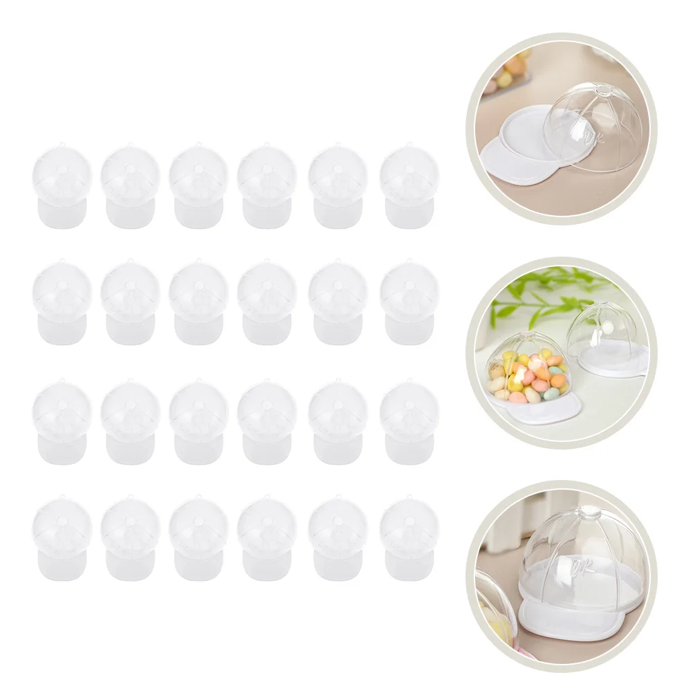

24pcs Caps Shaped Candy Boxes Wedding Gift Box Festival Plastic Candy Holder Decorative Wrapping Case For Shower Birthday
