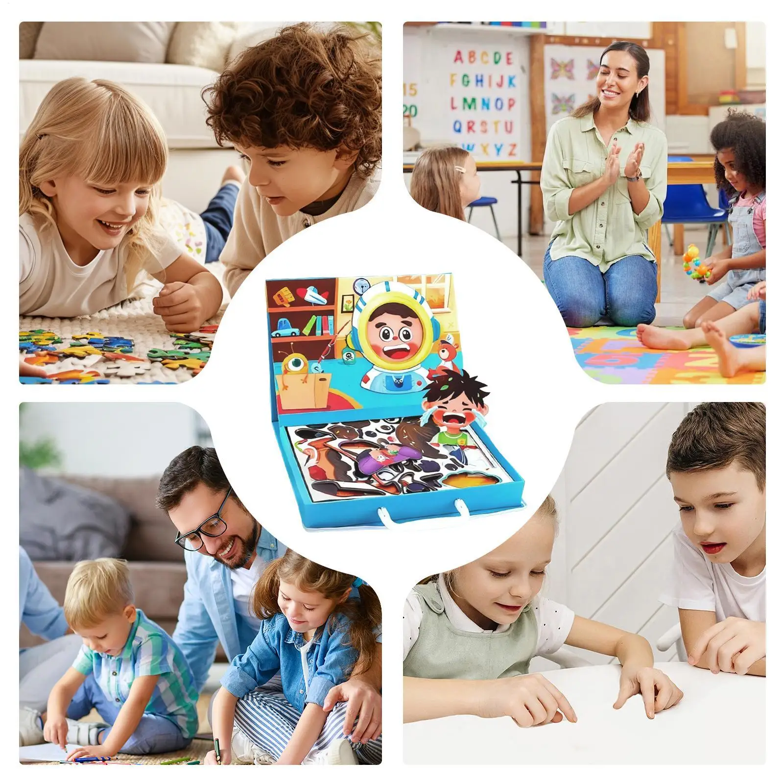 자석 퍼즐 양면 역할 놀이 게임 얼굴 꾸미기 퍼즐 어린이 소녀 청소년 유아 가족 학교 가정용