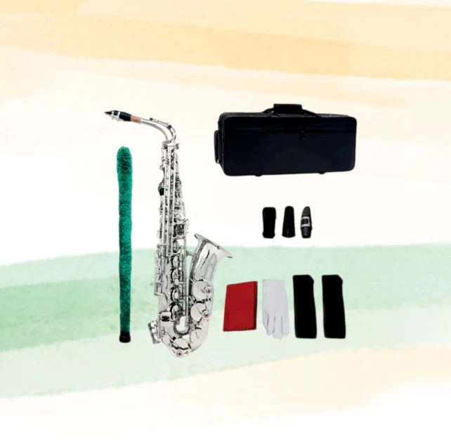 Alto Saxophone B-flat Saxophone White Shell Keys Silver Saxophone Instrument
