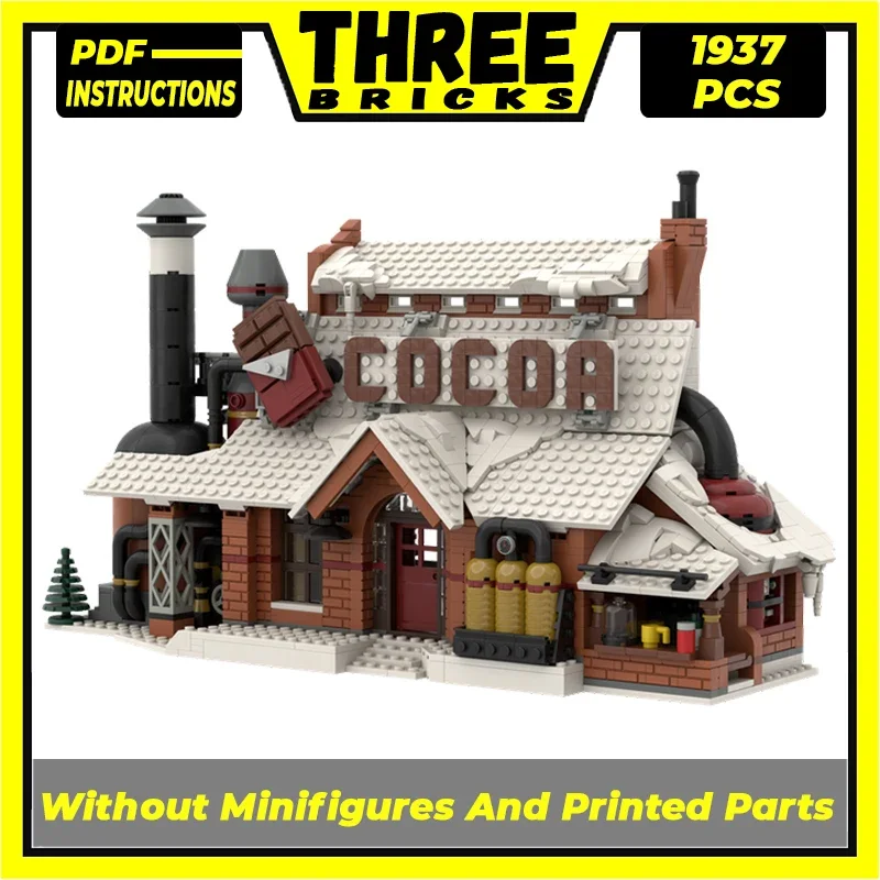 Street View Model Moc Building Bricks Winter Village Chocolate Factory Technology Blocks Gifts Christmas Toys DIY Sets Assembly