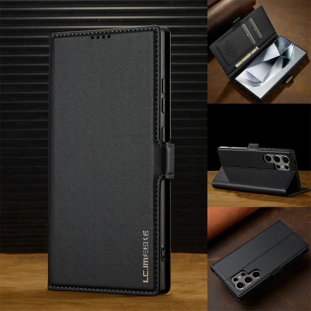 Flip Leder Kartenhalter Brieftasche Fall für Samsung Galaxy S25 Ultra S24 FE S21 S20 S23 S22 Plus A55 A54 A53 A35 A16 A15 A14 Abdeckung