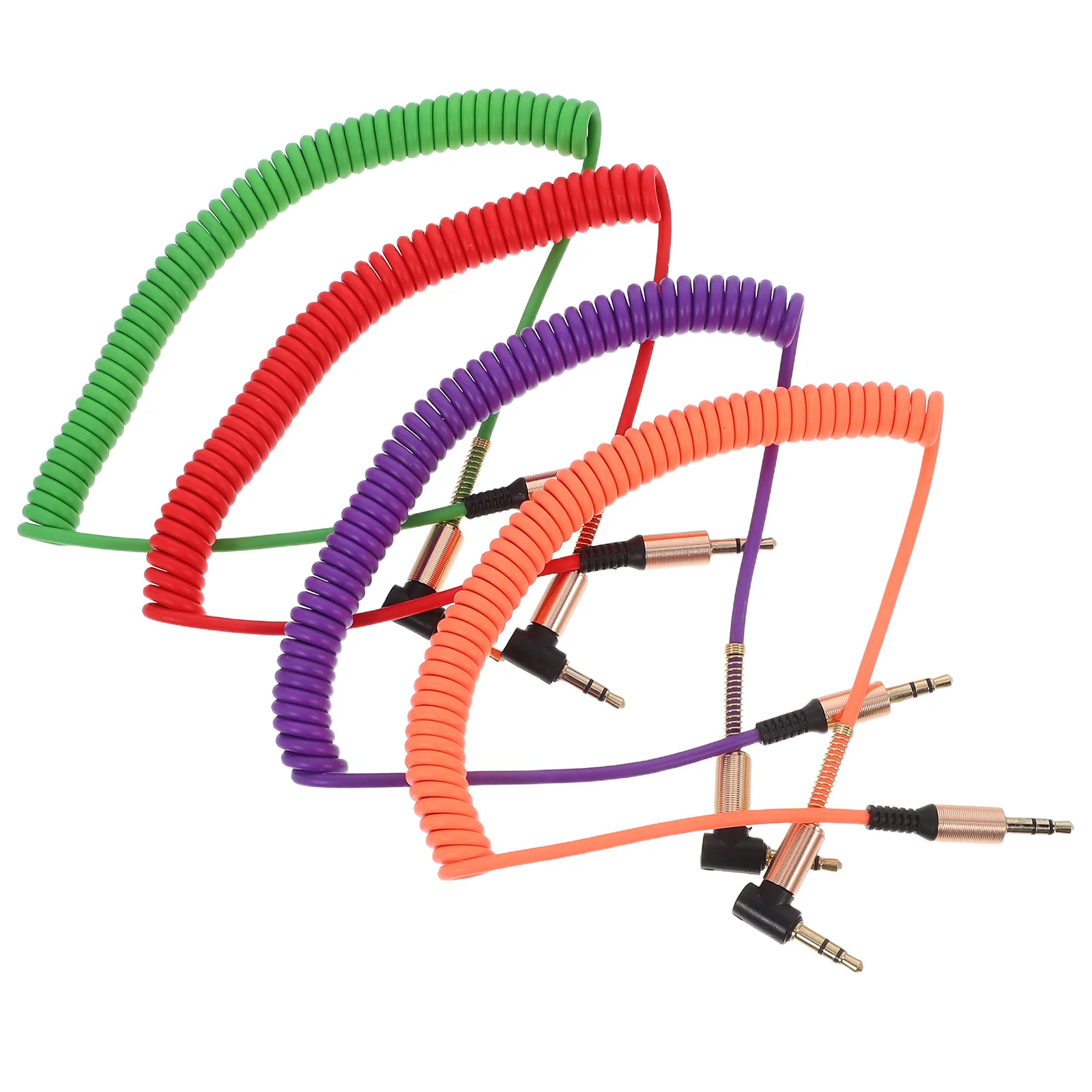 

4 Pcs Audio Cable AUX Heavy-duty Cables Speaker High Fidelity Headphone Sound Rubber Coiled