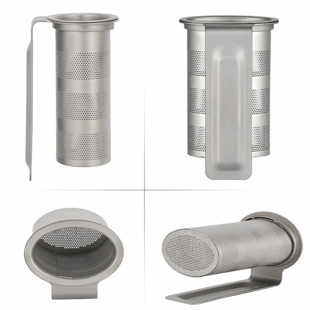 Titanium Titanium Tea Infuser Basket 47x75mm With Hanging Hook Tea Strainer Fine Small Holes Mesh Tea Infuser Basket
