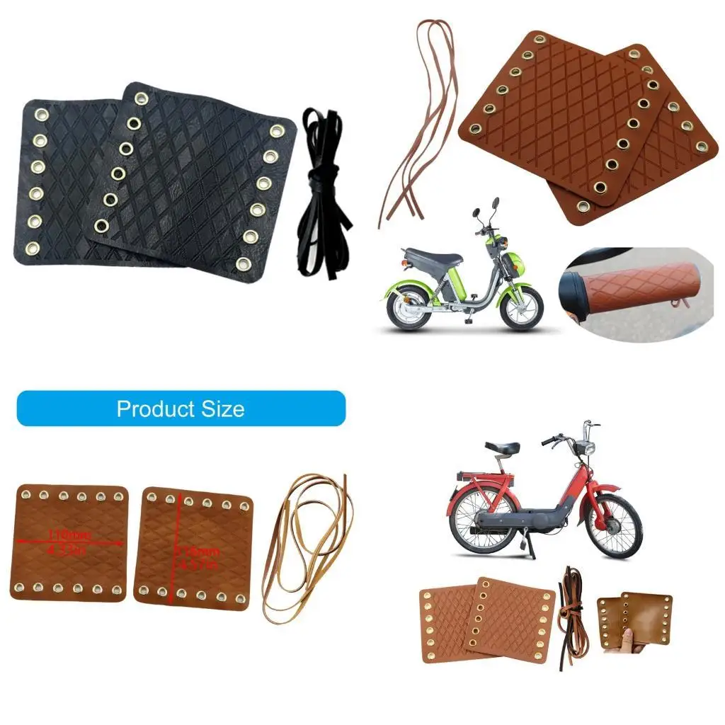 

Y1UC Leather Bicycles Handlebar Cover Vintage Nonslip Bicycles Grips Throttles Cover Wrap For Bike Motorcycles Easy to Use
