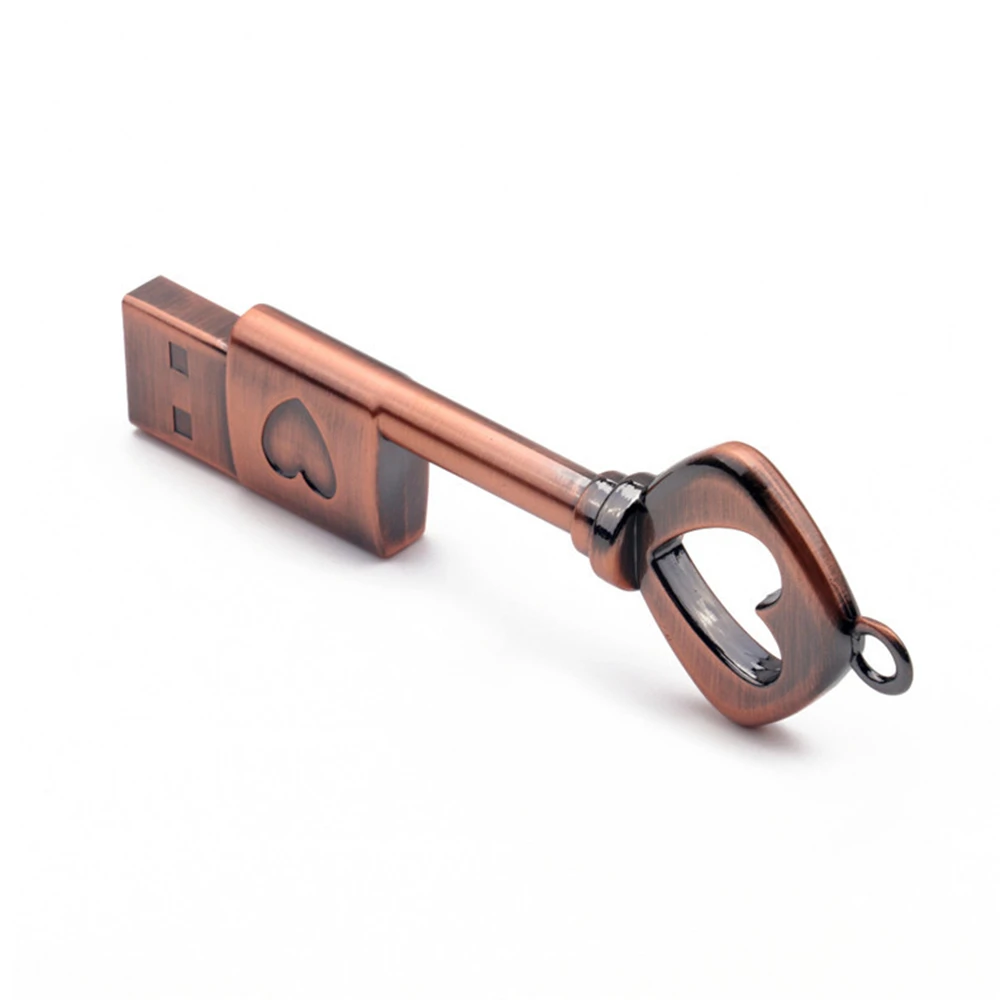 Biyetimi Copper Love Heart Pen Drive 128GB Retro Metal USB Flash Drive 64GB Key Memory Stick Creative Gift Pendrive 32GB Externa