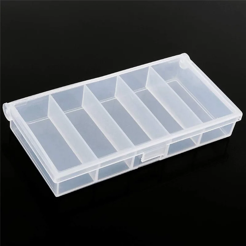ABKO-5 Grids Plastic Organizer Box Clear Fishing Tackle Storage Box Jewelry Dividers Container Case