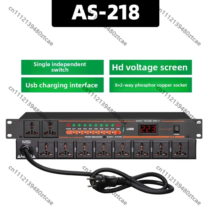 8+2 Professional Filter Power Sequencer, Household KTV Performance Conference Cabinet Power Socket Manager Controller