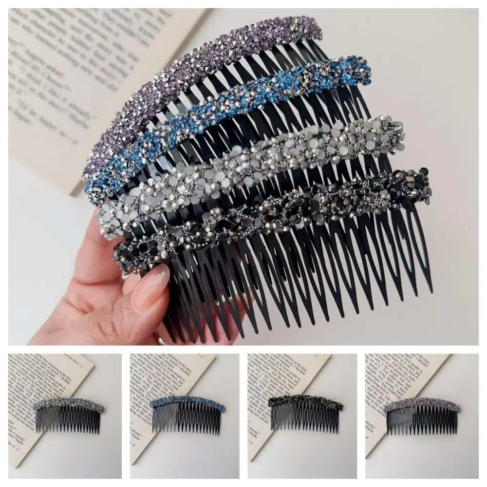 Fashion Korean Rhinestone Comb Hair Clip Invisible Shiny Hair Styling Accessory Hairband Teeth Girls