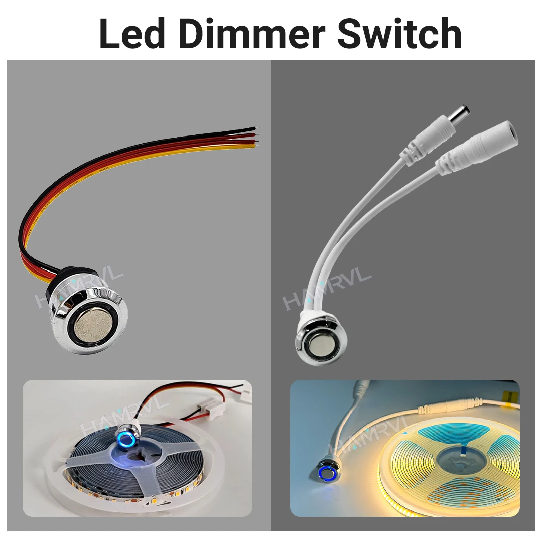 

DC 5V-24V LED Dimmer Control Power Touch Switches For LED Strip Light Stepless Dimmable Brightness Controller Embedded plug 12v