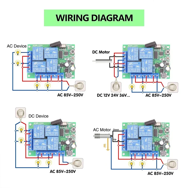 433MHz Universal Wireless Remote Control DC 12V 4CH Relay Receiver Module RF Switch 4 Button Remote Control Gate Garage opener