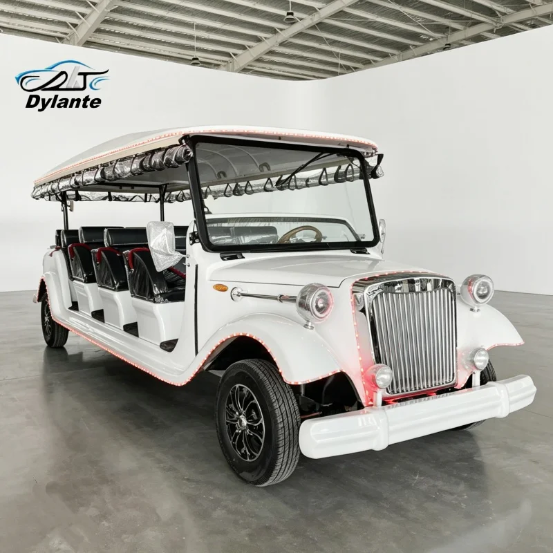

7500w Classic Vintage Electric Sightseeing Bus Car Retro Tourist Golf Body 14 Seats Vintage Cars Price