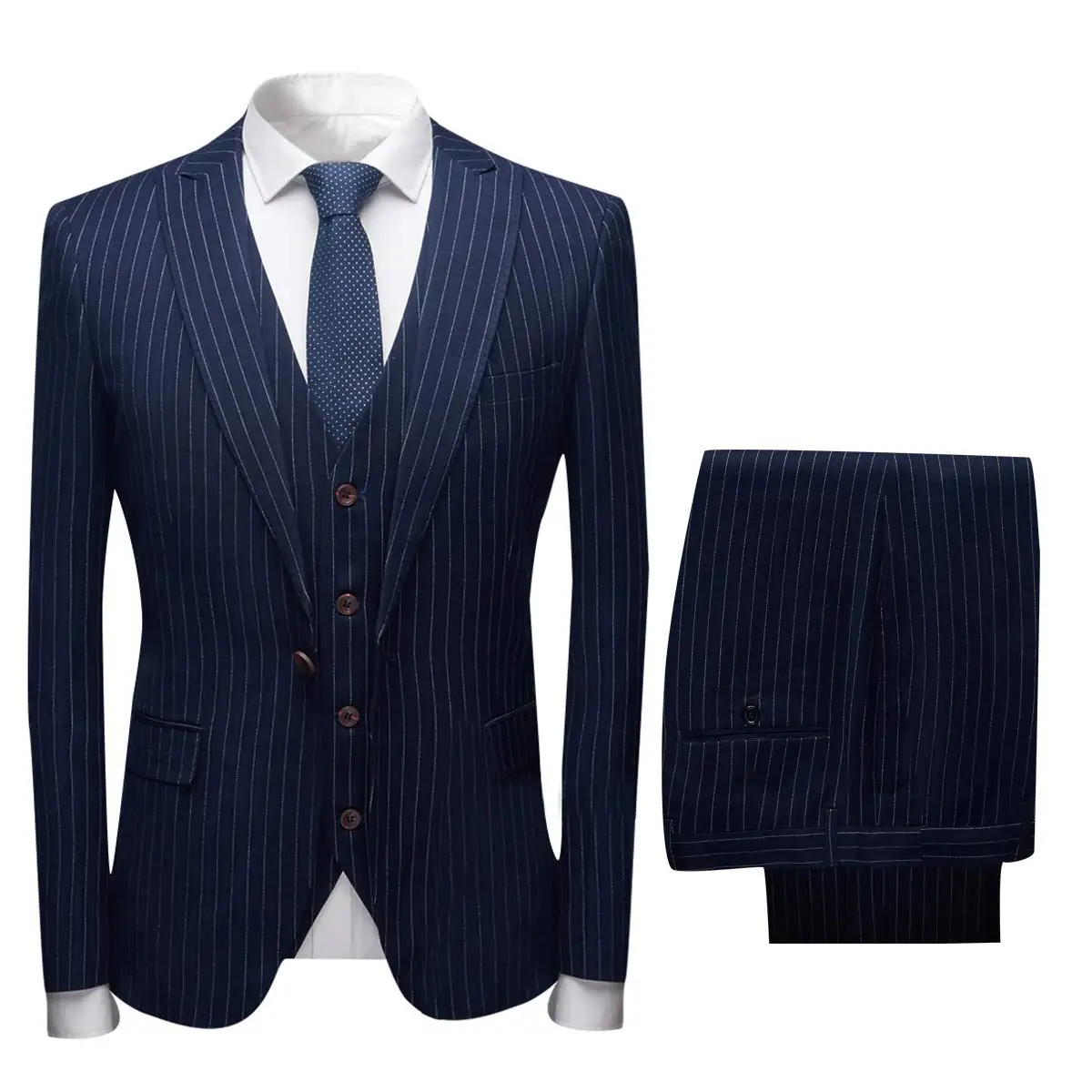 Men's Suit Stripe One Button Three Pieces Set Party Tuxedo