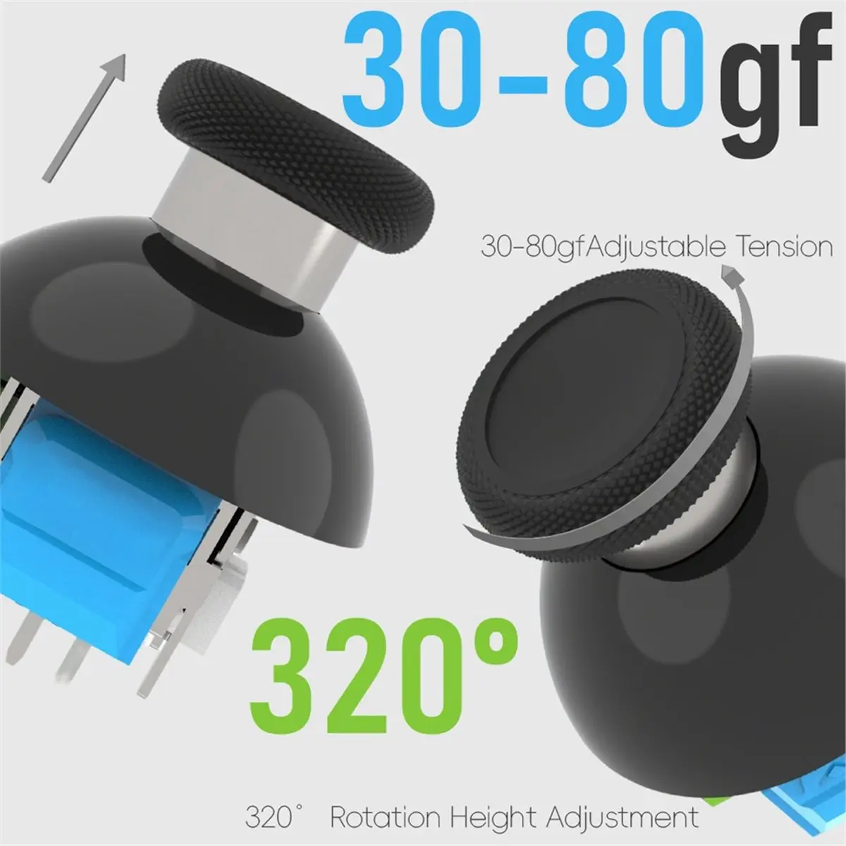 2Pcs for Controller Gamepad TMR Magnetic Joystick JT13-005 Adjustable 30-80gf Anti-Drift Replacement Stick