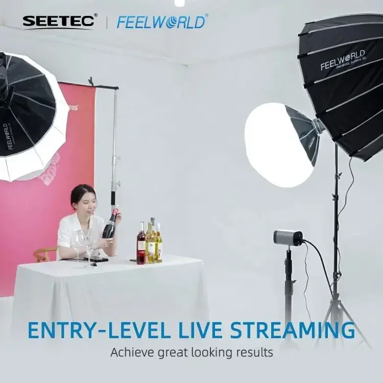 Feelworld Studio-Solution de diffusion en direct professionnelle, commutateur vidéo, lumière vidéo, moniteur vidéo, équipement de diffusion en direct