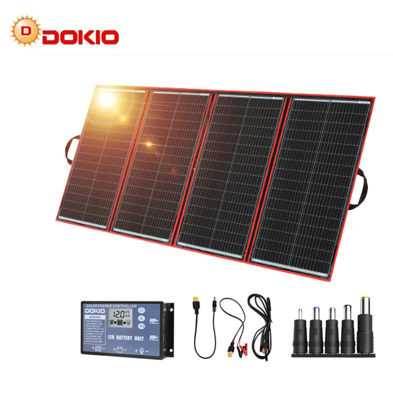 Hot Sale Dokio New18V 300W 320W Flexible Foldable Outdoor Portable Solar Panels Camping for Travel Boat RV Car Home Use