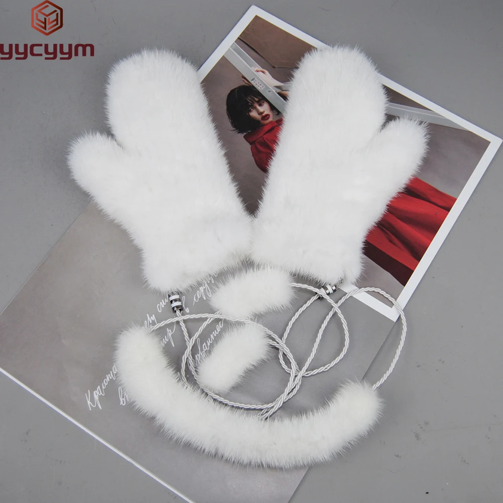 

Lady Good Elastic Genuine Fur Gloves Knitted Fur Glove Winter Real Mink Fur Gloves Fashion Soft Warm 100%Natural Mink Fur Gloves