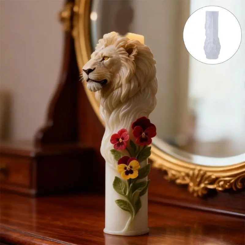 

QX2E Высококачественная силиконовая форма для свечей со львами идеально подходит для украшения дома