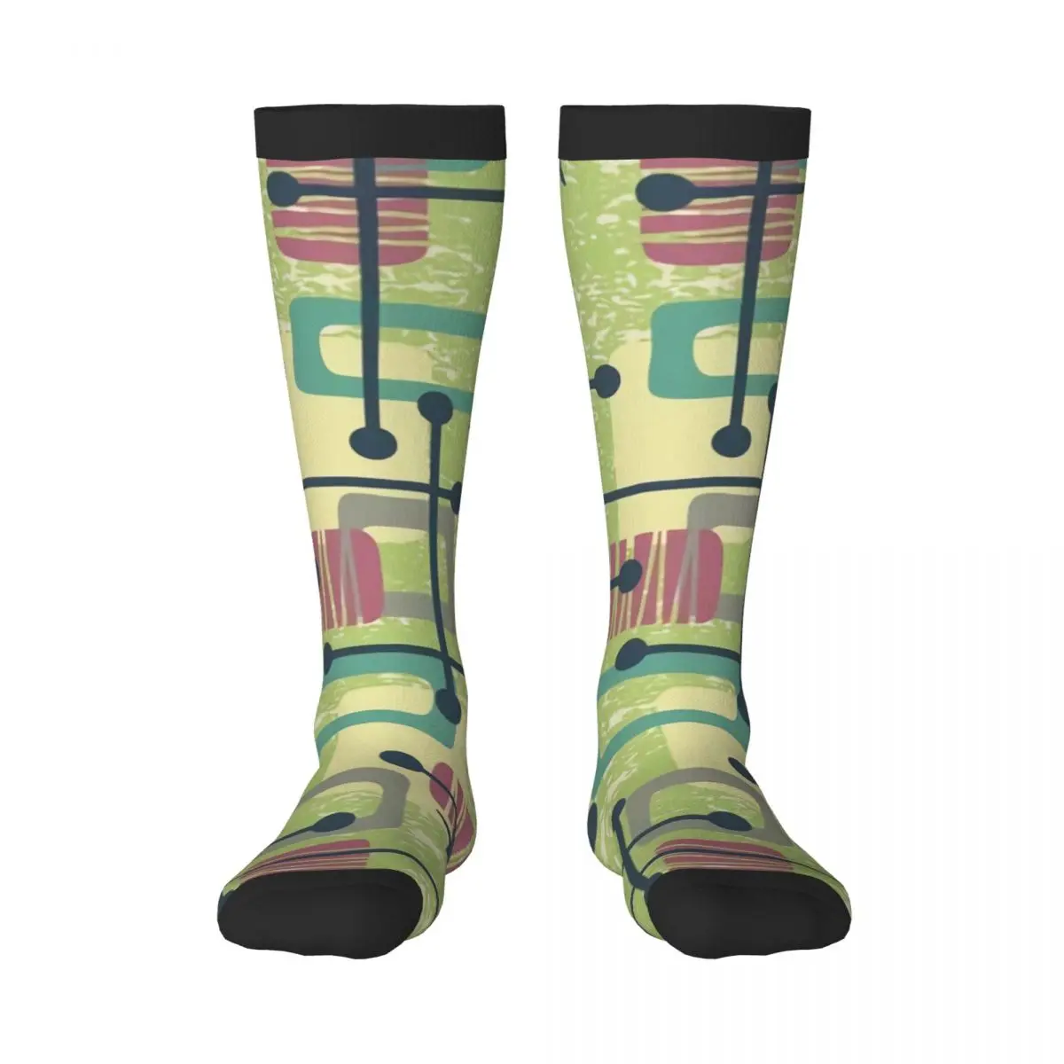 Spring/autumn over the knee socks Mid Century Modern Abstract Print school dance long stocking