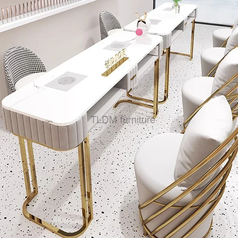 

Modern Exquisite Table Manicure White Vanity Commercial Nailtech Desk Station Beauty Schminktisch Nail Bar Furniture CY50NT