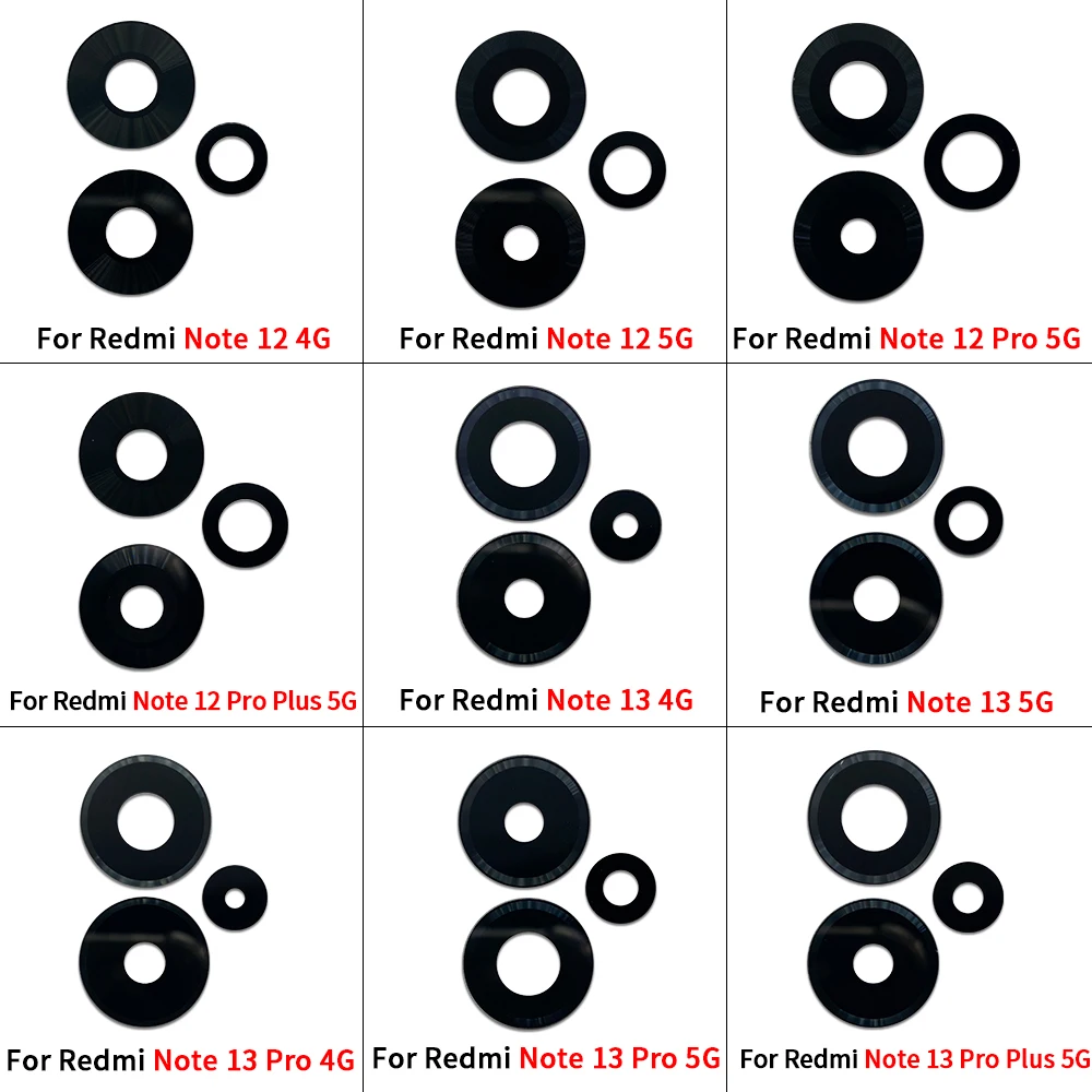 100Pcs，Back Rear Camera Glass Lens Cover For Redmi A1 Plus A2 A3 A5 Note 7 8 8T 9 9S 10 10S 11 11S 12 13 14 15 Pro Plus 4G 5G