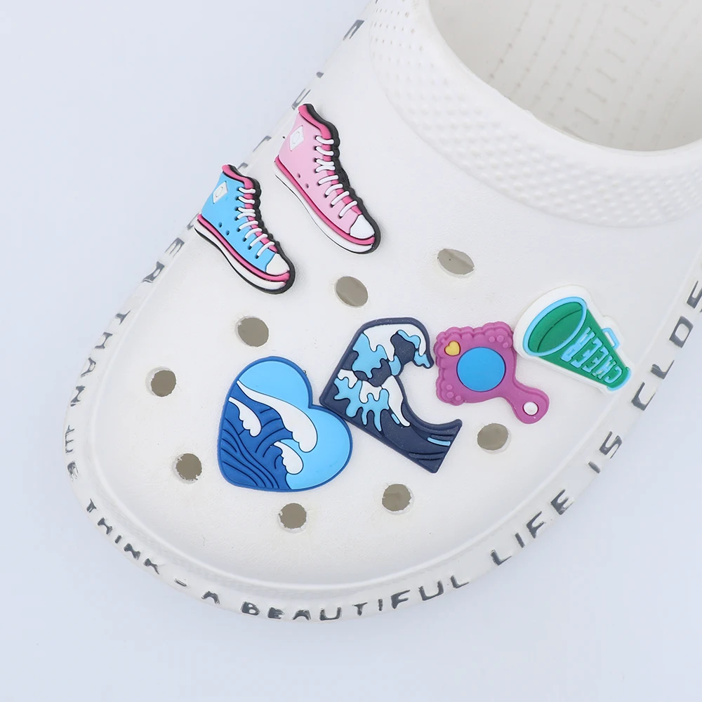 1 Piece Shoe Accessories Cartoon Cute Blue Sea Wave Ornament Heart Waves Shoe Decorations Charms Holiday Children Gift - Detail 1