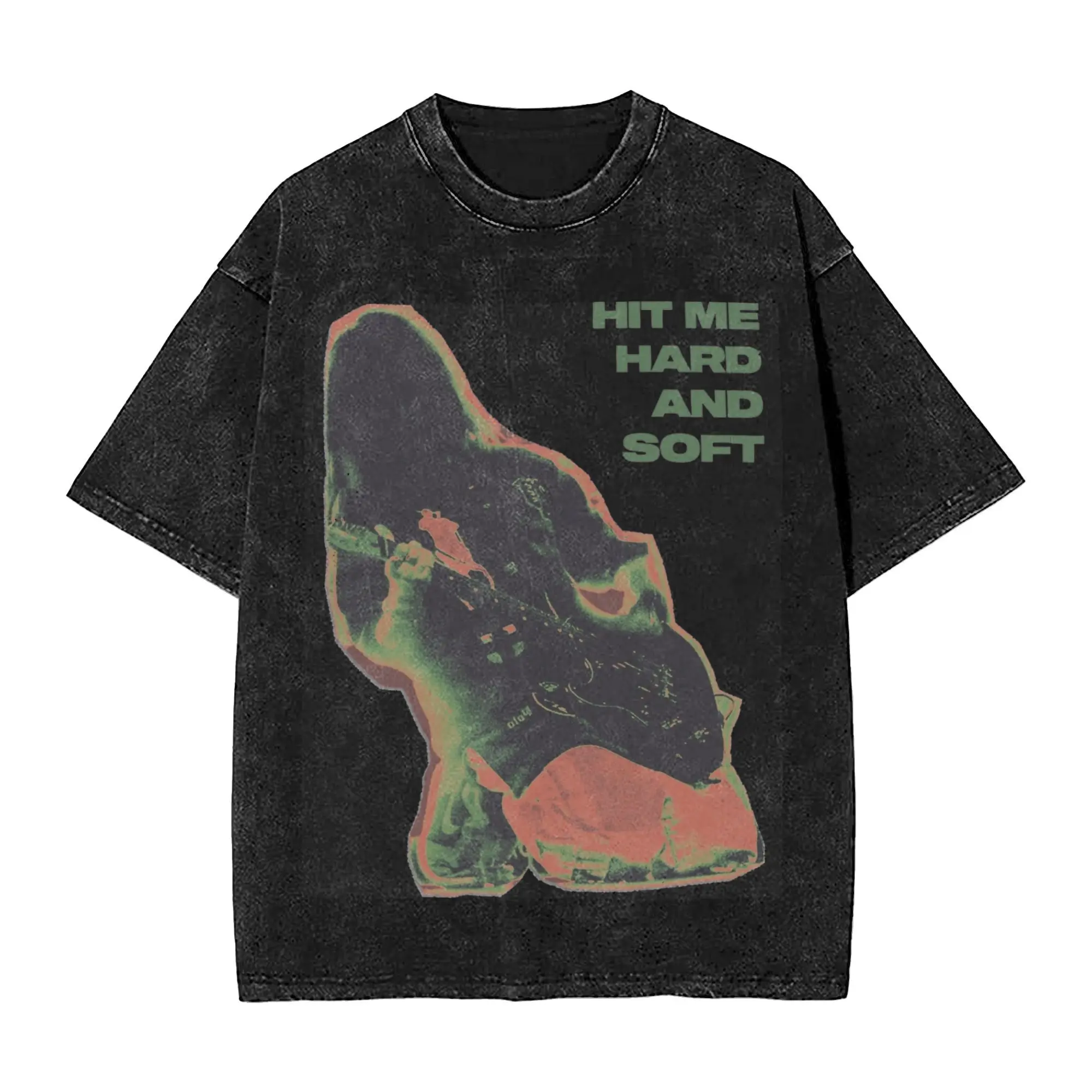 Hit Me Hard And Soft T Shirts Hip Hop Washed 100% Cotton Oversize T-Shirt  Vintage Men Women Tops Streetwear Graphic Tees