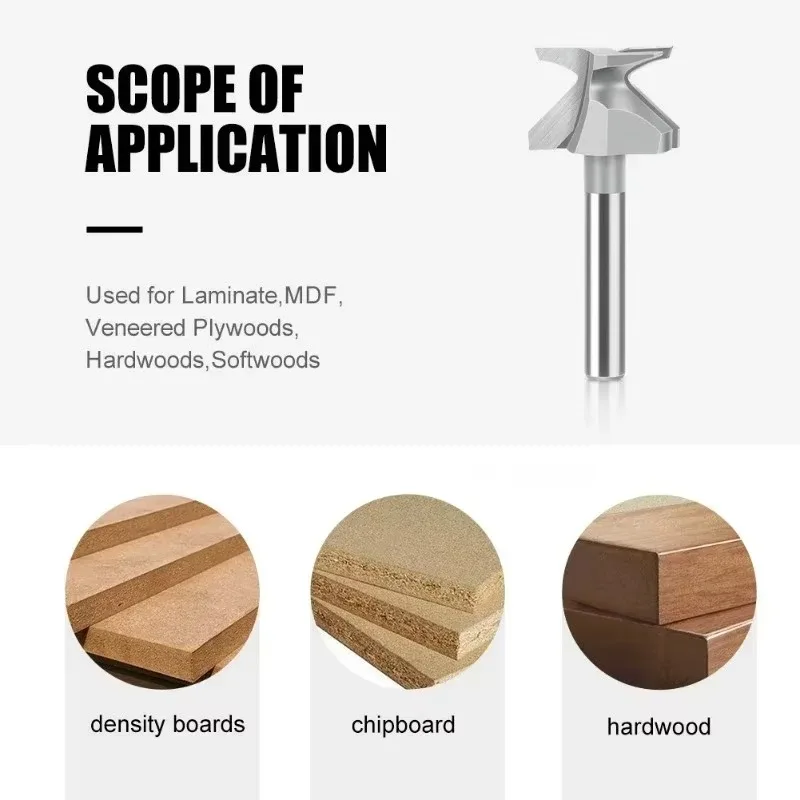 R10 1/4 "6" 1/2 "12" haste 6mm carpintaria roteador bit ponta de carboneto v bit arco dobra faca integrada corte portas de madeira armários