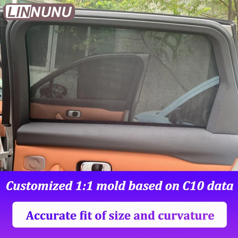 LINNUNU نافذة السيارة ظلة الستار المغناطيسي ل Leapmotor C10 السيارات الجانب نافذة ظلة الستار الخارجي تقليم الشمس الظل
